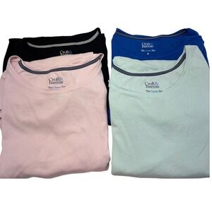 Croft & Barrow Long Sleeve T-Shirt Women 4X Blue Pink Black Mint 100% Cotton 4PK